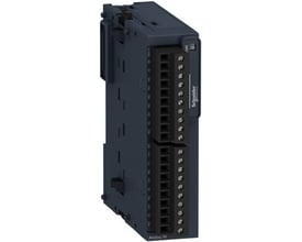 Schneider Electric TM3 analog indgangsmodul med 4 indgange, 12 bits opløsning og mærkat 'Analog IN' i grå plast.