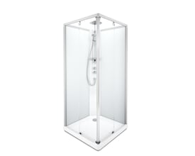 Contura Shower Showerama 10-5 comfort brusekabine, 90x90 cm firkantet med klart glas og aluminiumsprofiler.