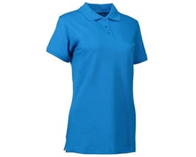 ID Identity turkis dame polo i 2XL, fremstillet af piquékvalitet med stretch og tone i tone-knapper.