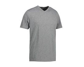 ID Identity T-shirt Yes i grå melange til børn, str. 8/10, med komfortabel V-hals.