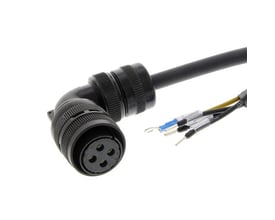 Omron servomotor strømkabel R88A-CAGB010SR-E med 90 graders vinkelstik og afisolerede ledninger.