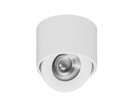 Hvid, rund V-TAC LED-påbygningsspot på 12 W med CCT og 3-i-1 lysfarve, set forfra.
