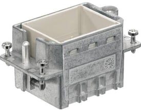 Weidmüller HDC industristik ramme i størrelse 4 med plads til 3 moduler, fremstillet af metal med isoleret indsats.