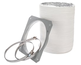 Nordic Quality monteringssæt i hvid med en 152mm diameter og 3 meters længde, inkluderer flangestykke og slangeklemmer.