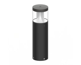 Grå Ledvance Urban Bollard Cone bedlampe med cylindrisk form, flad top og lysåbning under lampens låg.