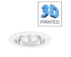 Philips GreenSpace Downlight DN460B indbygningsspot med klar optik og hvid ramme, med "3D PRINTED" logo i hjørnet.