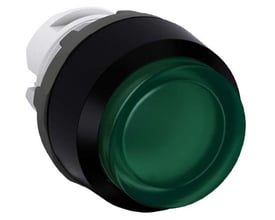 Grønt kiptryk til lampe, ABB MP4-11G, en del af PDA trykknap-serie med nem montage og kliksystem.