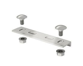 OBO Bettermann skrueforbinder MKR SV A2 til kabelbakker, rustfrit stål, 60x29x16 mm, med to bolte og møtrikker.