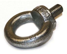 Detaljeret nærbillede af M12 elgalvaniseret DIN 580 øjebolt, viser gevind og øjets overflade.