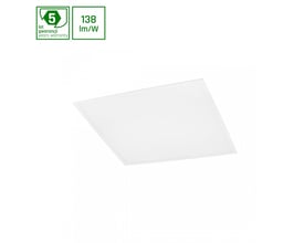Hvidt SpectrumLED Algine LED-panel på 60x60 cm, vist skråt forfra; panelet bruger 40 W og giver 4800 lumen.