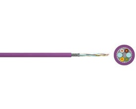 CAN-BUS-FIX PVC UL/CSA violet kabel med 2x2x0,22 dimensioner, viser det indre med farvekodede ledere og ydre PVC-isolering.