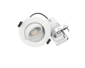 LEDlife Dim2Warm+CCT indbygningsspot med den roterbare lysenhed synlig og den tilsluttede driver placeret ved siden af.