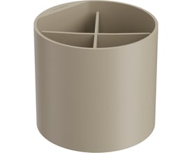 Hansgrohe bæger med fire rum i beige, mat overflade og diskret brandnavn øverst. Måler 126x126x108 mm.