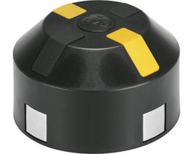 Festo positionsindikator SASF-S2-B-F-A34 i sort plast med gule markeringer og sølvfarvede firkanter på siden.