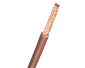 Nexans PVT90 H07V2-K ledning på 1x10mm² i brun farve med blottet kobberleder.