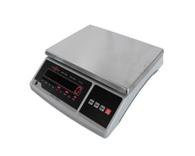 Diesella bordvægt med 3 kg kapacitet og 0,5 g præcision, vist med rustfri vejeplade og rødt LED display.