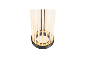 Detalje af SLV QUIMERA WL væglampe i mat mørk bronze med oplyste, lodrette glasribber.