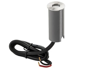 SG Armaturen Spot Luna mini LED armatur i grafitfarvet aluminium med forkromet stålfront og sort kabel.