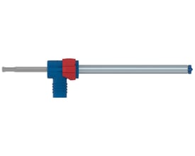 Bosch Hammerbor Clean PLUS-8X bor i 16x200x350 mm med blå og rød SDS Clean plus-tilslutning isoleret på hvid baggrund.