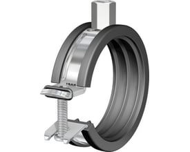 Flamco BSH rørbøjle i elforzinket stål med sort lyddæmpende gummibånd til rør på 40-44 mm og M8/10 gevind.