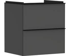 Hansgrohe Xelu Q væghængt vaskeskab i mat diamantgrå, med to skuffer og en slank aluminiumsgreb.