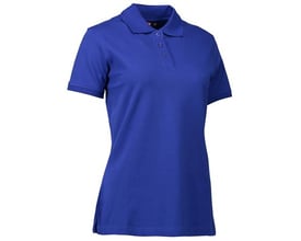 ID Identity polo dame i kongeblå, str. 2XL, med stretch i piquékvalitet og tone i tone-knapper på stolpen.