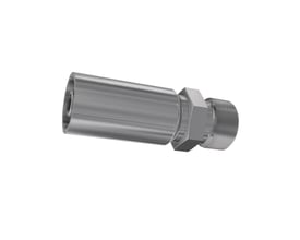 Parker 1D248 indstiksfitting i stål til 3/8-tommers slange, vist skråt med udvendigt gevind.