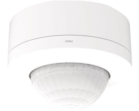 Niko Bevægelsessensor M48HC DALI-2 master til højloft montering, vist på hvid baggrund med 360° sensor og 18-53m rækkevidde.