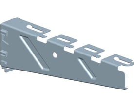 Legrand konsol CB 100-G, galvaniseret, fremstillet af stål med en bredde på 100mm, set fra en let skrå vinkel.