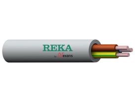 Gråt installationskabel EXQ 90 Lite Dca 3G2,5 fra Reka Cables, vist med synlige indre ledere.