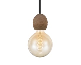 Halo Design Light fatningssæt med E27 fatning i mørkt træ og sort stofledning, medfølger pære.