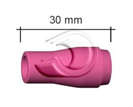 Abicor Binzel keramisk gaskop nr. 5 med angivet længde på 30 mm, viser en åbning på Ø8.0 mm til SR 9/20 svejsebrændere.