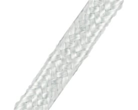 Hvid, firkantet glassnor af E-glas med flettet overflade, 15 mm og 50 meter til pakning og tætning.