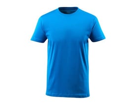 Mascot T-shirt Calais i str. XS, vist i en klar blå farve med rund hals og korte ærmer.