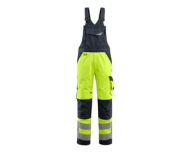 Mascot Newcastle overall i fluorescerende gul og marineblå med reflekser og praktiske lommer.