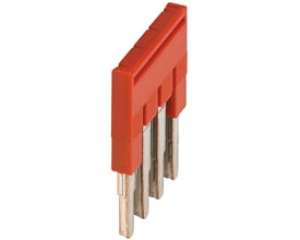 Schneider Electric 4-polet push-in lask til 2,5mm² ledninger i klar rød farve med synlige metalstik.