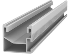 Co2Pro K2 Single Rail 36 monteringsskinne i aluminium med 36x440cm dimension, vist med sidetilslutning og spor for statisk bekræftelse.