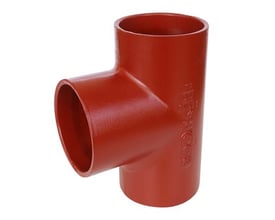 Rødt SML grenrør fra Preis & Co med dimensionerne 100x100x88 grader, ideelt til afløbssystemer.