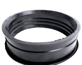 Nærbillede af Lauridsen manchet til rør, viser det indvendige design med riller og EPDM materiale.