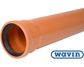 Wavin SN8 kloakrør i orange PVC med en diameter på 315 mm og 3000 mm længde, klar til tung trafik.
