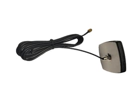 IP67 skruemonteret antenne med sort kabel og guldfarvet stik, viser monteringsskinne.