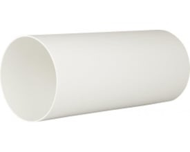 Perspektivisk billede af et hvidt Fresh murrør i PVC, 100 mm i diameter og 250 mm langt, klar til montering.