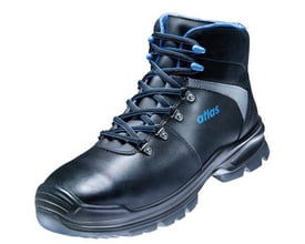 Atlas sikkerhedsstøvle SL 535 XP 2.0 ESD i sort glatlæder med blå snørebånd og foring, størrelse 42.