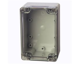 Fibox Euronord PCT081607 kasse i polycarbonat med transparent låg, 80x160x65 mm, isoleret.