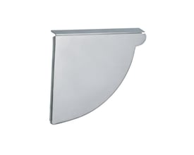 Vmzinc Endebund BZ i zink, 333 mm, til 12" tagrende, venstre 1/4 rund, vist på hvid baggrund.