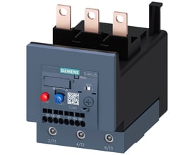 Siemens 3RU21 termorelæ til motorbeskyttelse, 80-100A, med STOP og RESET knapper, klar til kontaktormontering.