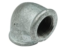 Unico 90 graders galvaniseret vinkel med 2 tommer muffe til muffe gevind, fremstillet af blødstøbt randfitting.