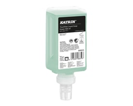 Katrin cremesæbe 86603 i grøn 500 ml dispenserflaske med doseringsmekanisme til berøringsfri brug.