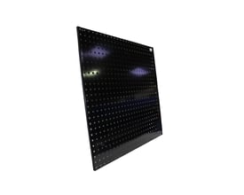 Sort Maskinfabrikken Universal hulplade 880x880mm med firkantede huller og kantbukning.