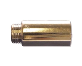 Forkromet haneforlænger med 3/8" gevind tilslutning og 15 mm længde, vist isoleret på hvid baggrund.